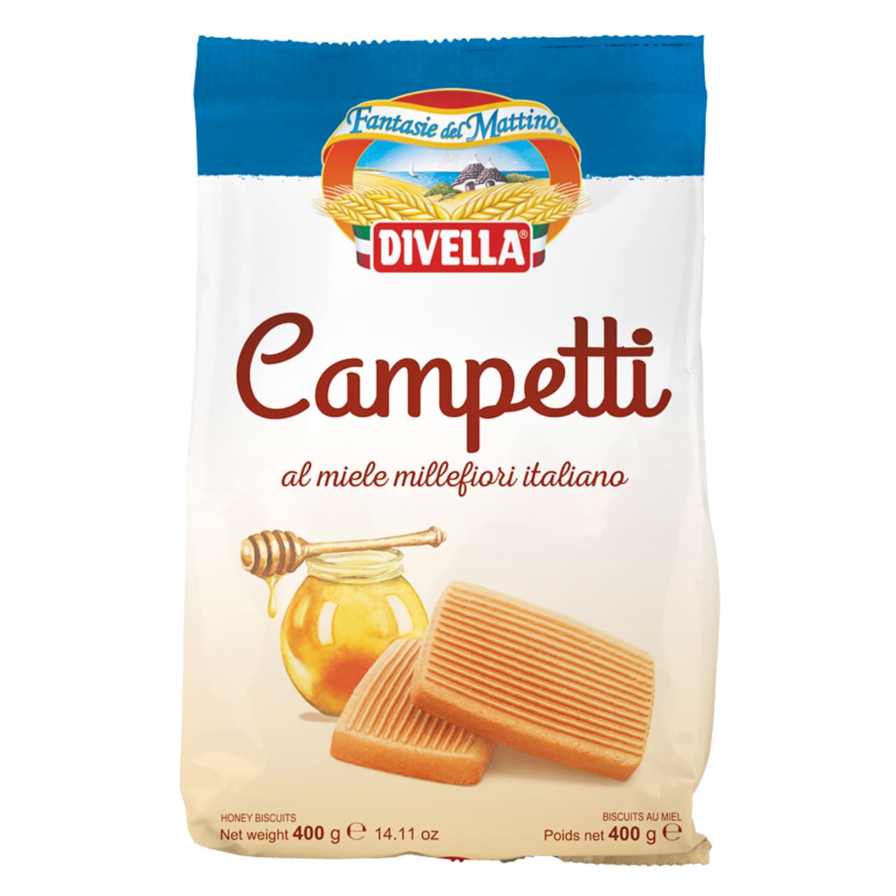 ディヴェッラ (DIVELLA) カンペッティ （はちみつ・たまご入り） 400g イタリア産 お茶うけに ビスケッ..