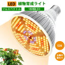 ＼15 OFFクーポン P10倍／植物育成ライト LED 180個 110W相当 口金電球 暖色 植物用ledライト 暖色LED フルスペクトル 観葉植物 ライト E26 高照度 高演色性 植物 ライト 育苗ライト 植物栽培ライト 低消耗 省エネ 室内栽培 家庭菜園 野菜工場 園芸用品 父の日プレゼント