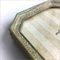 アンティークフォトフレーム八角ホワイトアンティークゴールド壁掛け写真立て写真たてフォトスタンドフレーム雑貨レトロシャビー八角形シャビー
