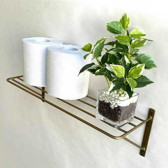 アイアン ウォールシェルフ アンティークゴールド 棚 トイレットペーパー置き ラック シェルフ トイレ収納 ゴールド ウォールラック キッチン収納 壁掛け 収納 壁面収納 観葉植物 アンティーク ヴィンテージ ブルックリン お洒落 おしゃれのサムネイル