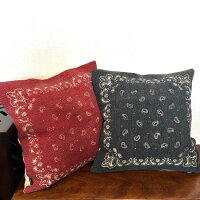 バンダナ柄ウォッシュクッションカバー45cm45×45バンダナ柄クッションクッションカバーアジアンアジアン雑貨インドウォッシュ加工ユーズド加工