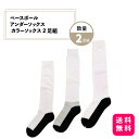 ベースボール アンダーソックス カラーソックス 2足組【送料無料】足底黒色なので汚れが目立ちにくい ツートンカラー 簡単お洗濯 消臭機能付き