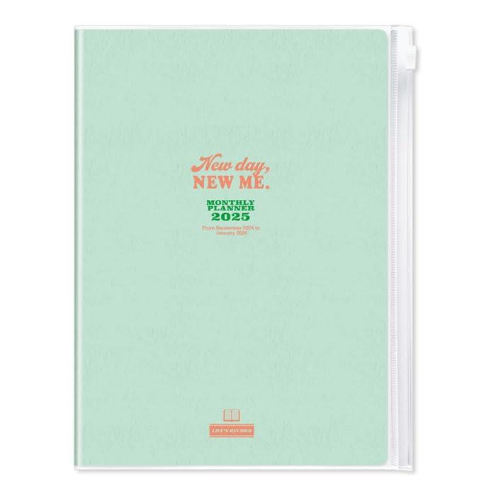 2025 ダイアリー 手帳 リュリュ A5サイズ DS-2506 (RY-22) ミント マンスリー 月曜始まり ジッパー付き..