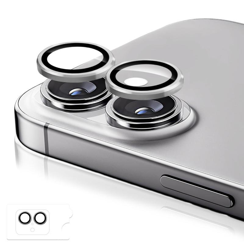 乐天商城 - Kakuki for iPhone 17 カメラフィルム アイフォン17 用 カメラ保護フィルム 薄型 強化ガラス 耐衝撃 独立型 露出オーバー防止 アルミ合金 カメラカバー (シルバー, iPhone 17)
