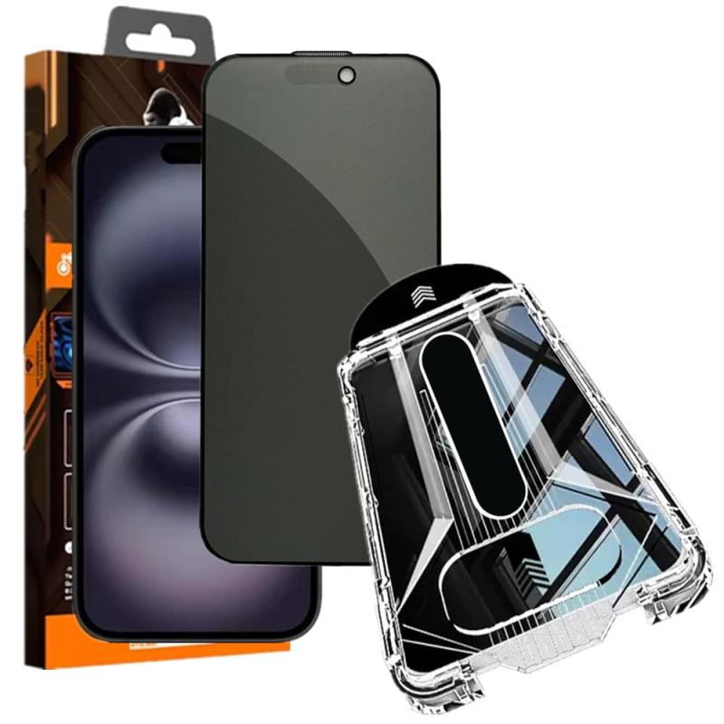 【覗き見防止＆アンチグレア】iPhone 16 Plus / 15 Plus 用 覗き見防止ガラスフィルム 新型のガイド枠付き 超簡単貼り付け 自動除塵 プ..