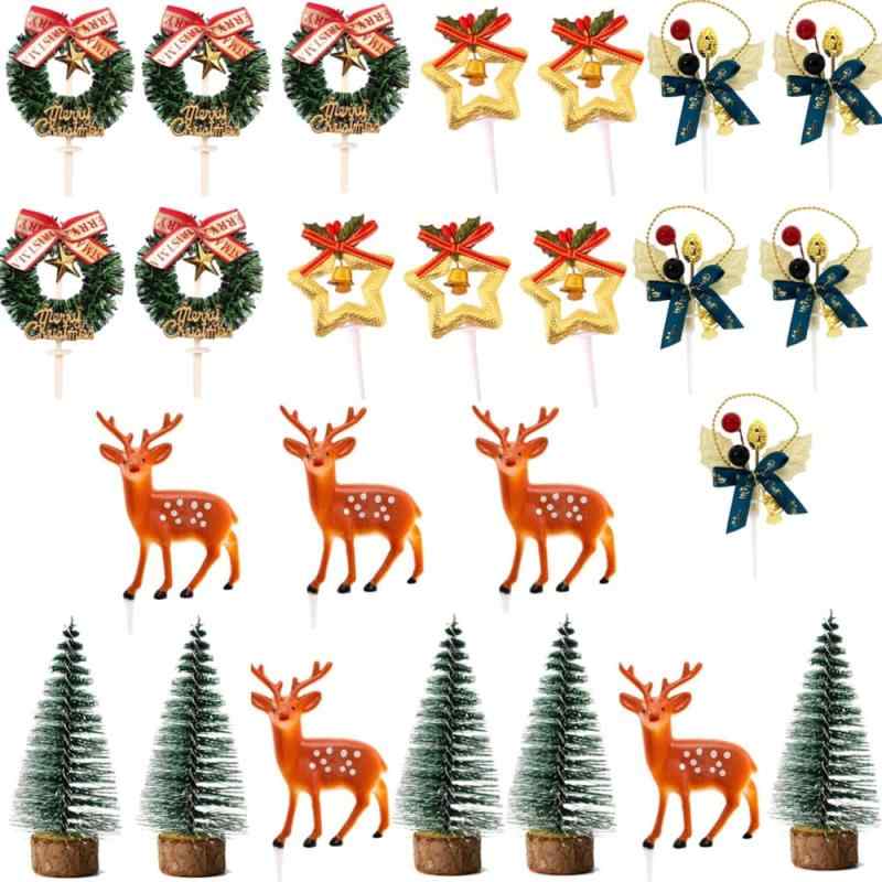 DUOLEIMI クリスマス ケーキトッパー ケーキピック 25本 立体 カップケーキトッパー かわいい 鹿 クリスマスツリー ケーキデコレーション クリスマス飾り クリスマスパーティー