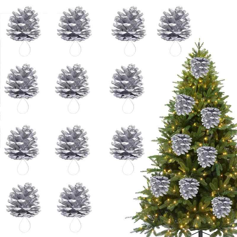 yowodana クリスマス オーナメント クリスマス天然松ぼっくり 松笠 ストリング付き装飾品 約4～5cm 12..