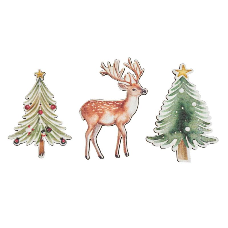 東京堂(Tokyodo) クリスマス オーナメント 装飾 クリスマストナカイパーツ ミックス W3.2～3.7×D0.2×H4.5～5cm 9個入 XO001182-zzz