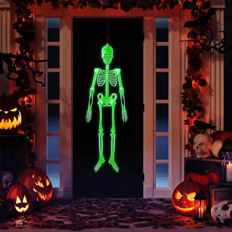 SKTMH 光る 骸骨 ガイコツ 人形 ハロウィン 飾り ホラーナイト 雰囲気満点 ホラー小物 発光 スケルトン お祭り お化け屋敷 店舗 肝試し イベント パーティーグッズ