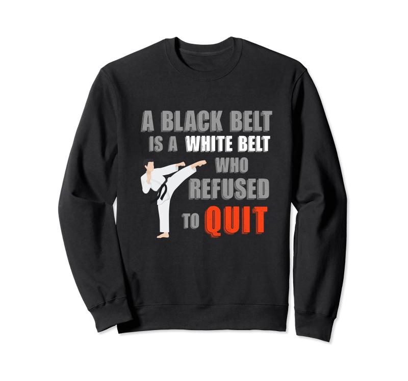 面白い黒帯テコンドー柔術空手 トレーナー