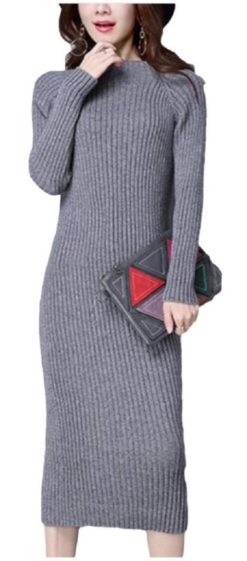 Rakuten - [アンリ] きれいめ リブニットワンピース ミモレ丈 高見え 細見え ロング 5色展開 レディース