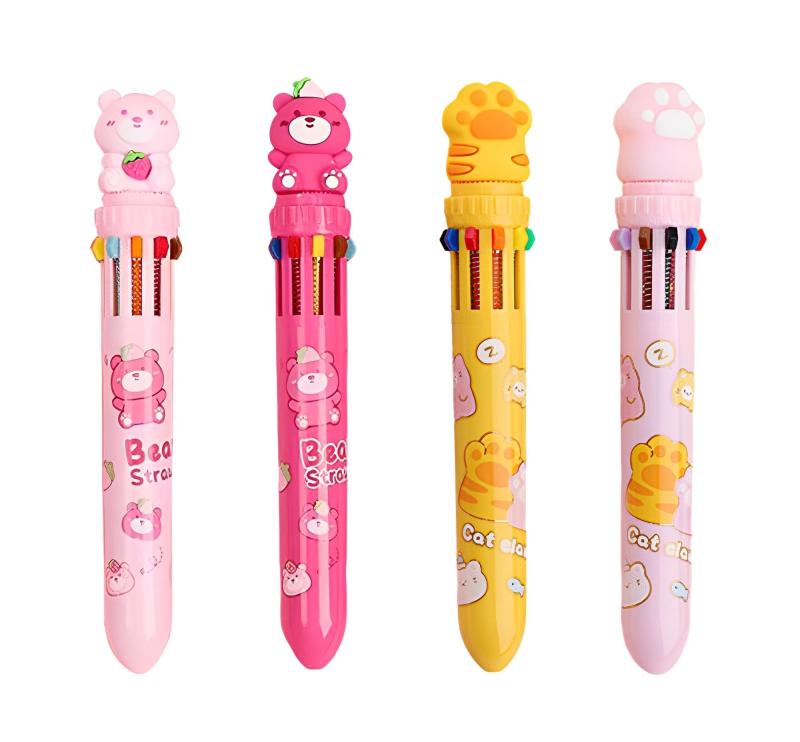 Rakuten - Bombinate 10色ボールペン 油性ボールペン 動物 文房具 4本セット 0.5mm 多機能
