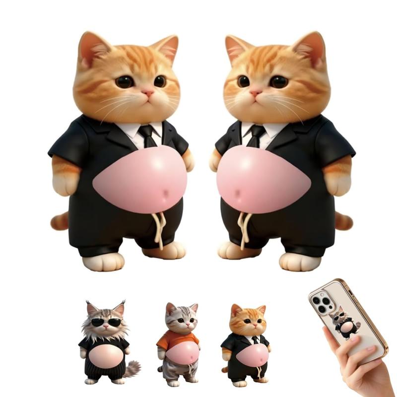 Rakuten - 猫 お腹 シール 3D 柔らかいお腹 楽しくてストレス解消 かわいい 3D もっちりスクイーズ ステッカー シー ル帳 デコレーション 携帯電話飾り用 手帳用 日記帳用 子供 女の子向け