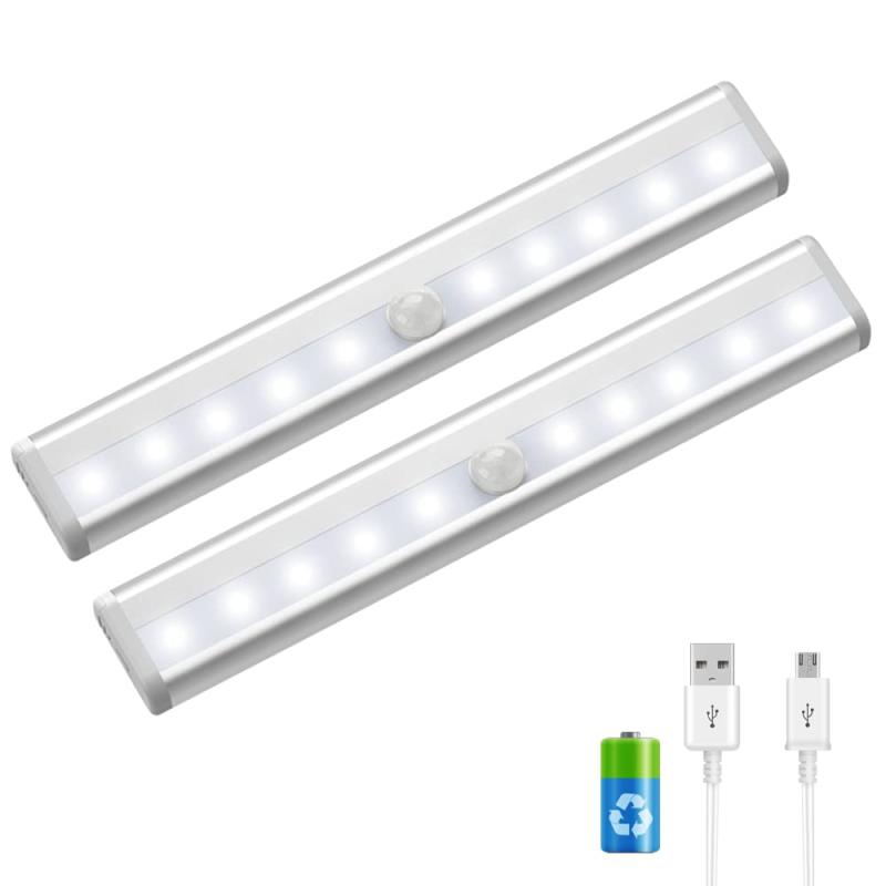 Rakuten - センサーライト 人感センサー LEDライト 配線不要 省エネ 高輝度 超寿命 10 LED 小型 懐中電灯 取り付け簡単貼り付けだけで良い 玄関 洗面所 廊下など屋内照明に最適 2本セット