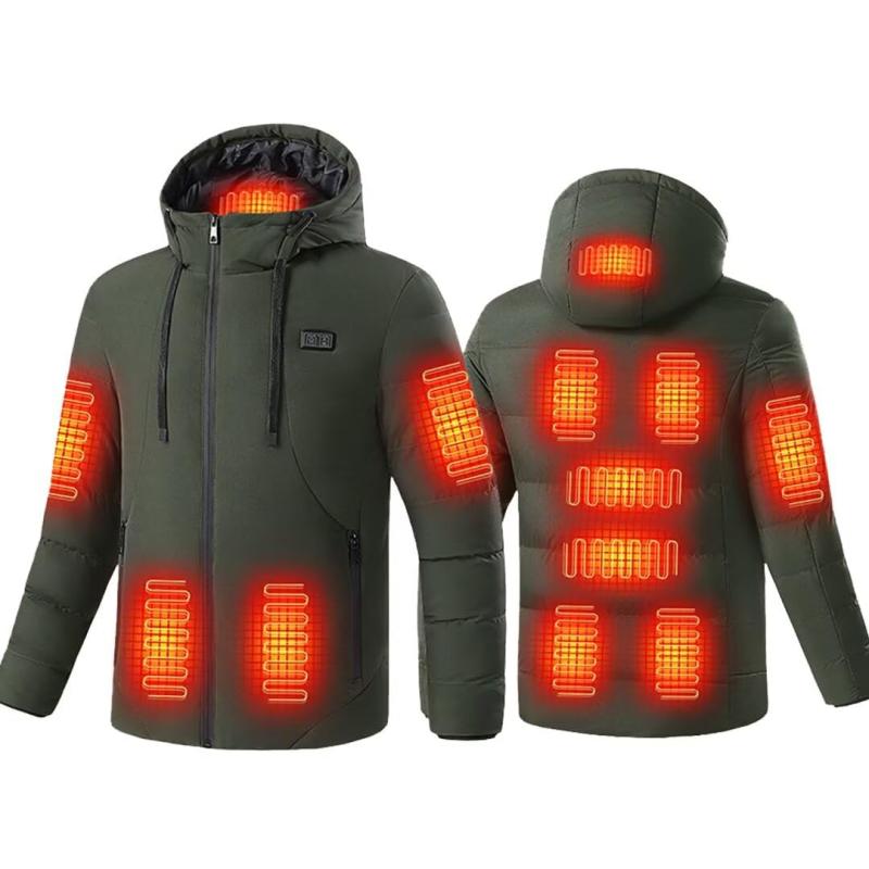 [Yucahype] 11箇所発熱 電熱ジャケット M-7XL 大きいサイズ 2つボタン制御 USB給電 3段温度調節 ヒーター付き ヒートコート 男女兼用 電熱ウェア 加熱ジャケット 速暖 バイク 屋外作業 メンズ レデ