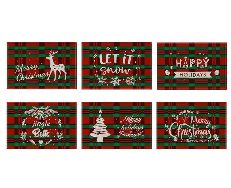 desikaky クリスマス ランチョンマット 6枚セット 断熱 プレースマット おしゃれ 赤 緑 格子縞 クリスマスの柄 6種類 防水 防汚 滑り止め お手入れ簡単 食卓マット 食卓飾り 雰囲気満点 家庭 レ