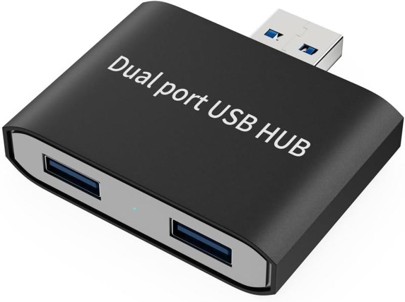 【USB 3.0ハブ 2ポート】超高速5Gbps転送対応 ノートPC/デスクトップ用 コンパクト設計 プラグ&プレイ プリンタ・マウス・外付けHDD接続可能 ブラック