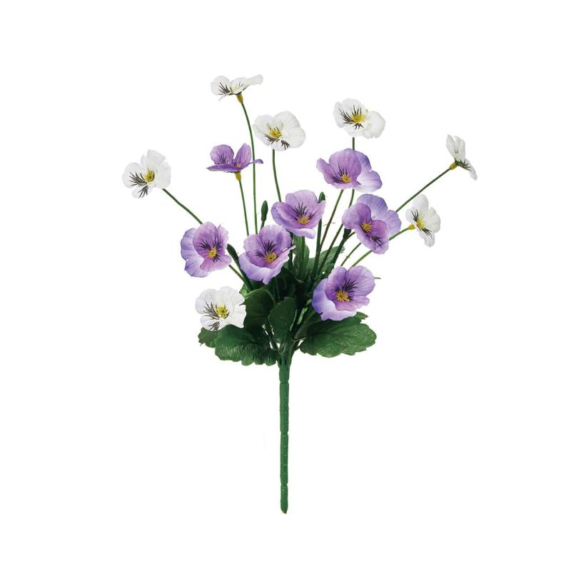 Rakuten - 東京堂(Tokyodo) 造花 レイナパンジーブッシュ #017パープルホワイト 花径3.5～4.5×L30×W15cm 1入 FM007169-017