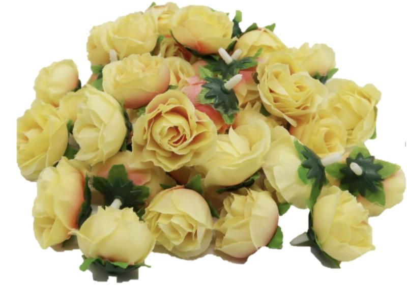(Mikishin) バラ 造花 50個 3cm ブーケ ローズ 薔薇 結婚式 装飾 (イエロー) ciel-sora-10011541 ciel-sora パッケージ画像