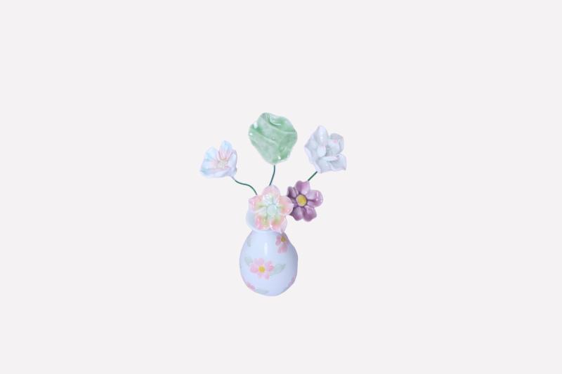 乐天商城 - Runxuan【非遺継承】高温焼成陶磁器製永生花セット - 手作り新中式花瓶＋造花コンビネーション｜新居祝い｜インテリア装飾オフィスの陶磁器の花