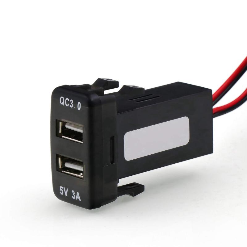 Quick Charge 3.0 + 5V 3A 2USBポート電源ソケット スマホ充電器 トヨタ Hilux VIGOなどのトヨタモデル車系用注：購入前に車の取り付け穴のサイズを測定してください。デュアルUSBポートは、2つの異なるデバイスを同時に充電することができます。出力：DC 5V * 3A（MAX）, QC3.0出力：5V * 3A / 9V * 2A / 12V * 1.5A良いの互換性で一般的なApple&amp;Android＆デジタルカメラ端末及び他のUSB充電に対応している端末に対応しています。過熱、過電流、充電完了時、自動的にカットします。簡単に取り付けます。