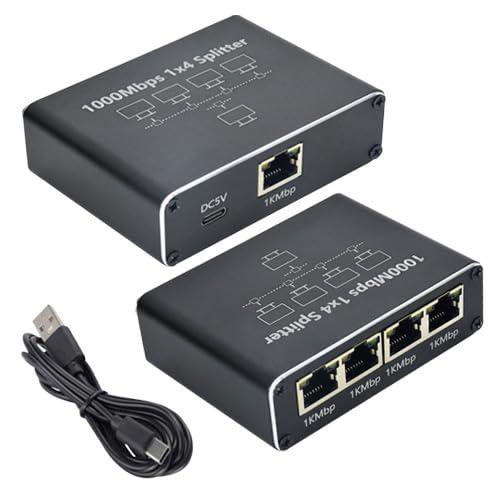 LAN 分配器 LAN ケーブル 分岐 1000Mbps スイッチングハブ RJ45 1入力4出力 4台同時使用 ネットワーク拡張 ネットワーク同時利用 四股同時出力 4画面PC対応 Switch/PS5/PS4に対応