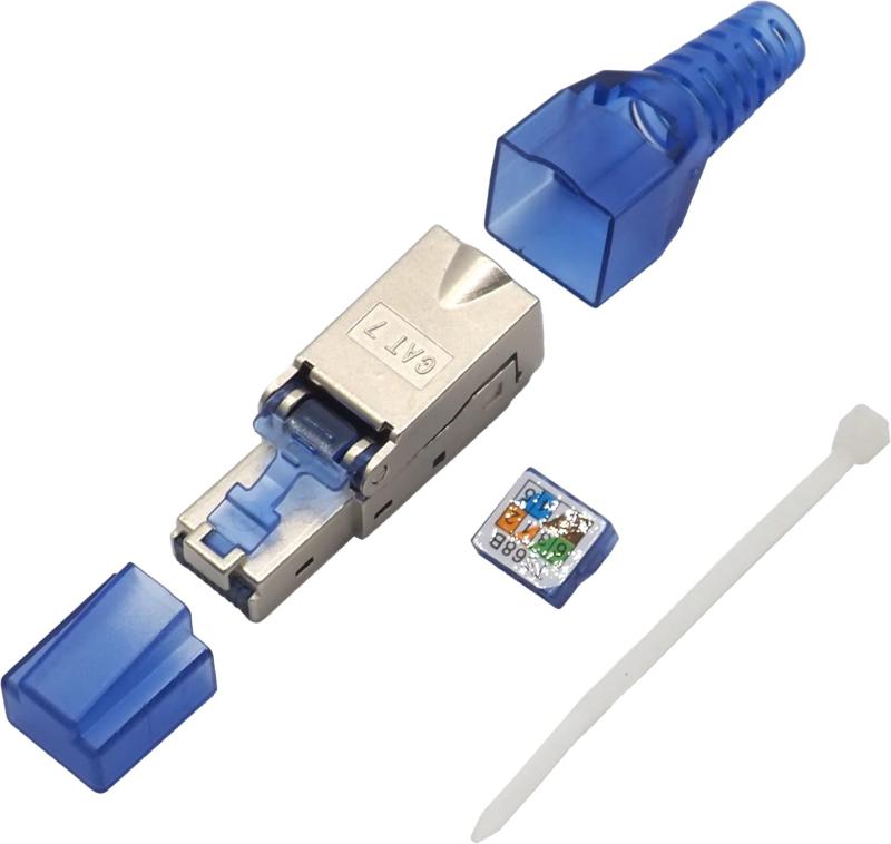 乐天商城 - オーディオファン CAT7 RJ45互換コネクタ CAT6A LAN コネクタ 8P8C(8極8芯) ロードバー付き 圧着工具不要 組立式 爪折れ防止 自作用 端子 ブルー