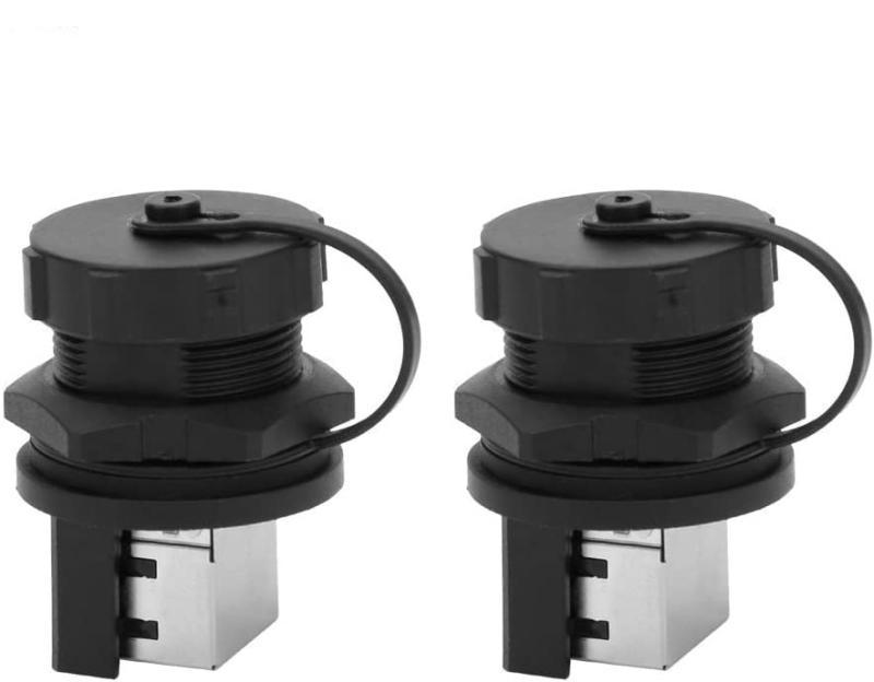 2個 ネットワークコネクタイーサネット LANケーブルコネクタアダプタ パネル取り付け RJ45-180°防水5 6コネクタイーサネット LANケーブルコネクタ