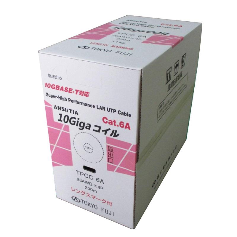 Rakuten - 冨士電線 Cat6A 単線 <10G-T>LAN（UTP）ケーブル（200m巻） TPCC6A 23AWGX4P (ライトブルー)