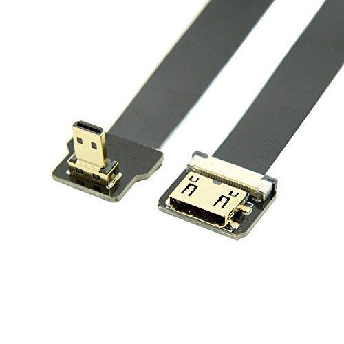 CY 90度下向きFPV マイクロHDMI オス-ミニHDMI メス FPC フラットケーブル マルチコプター空中撮影用 10cm