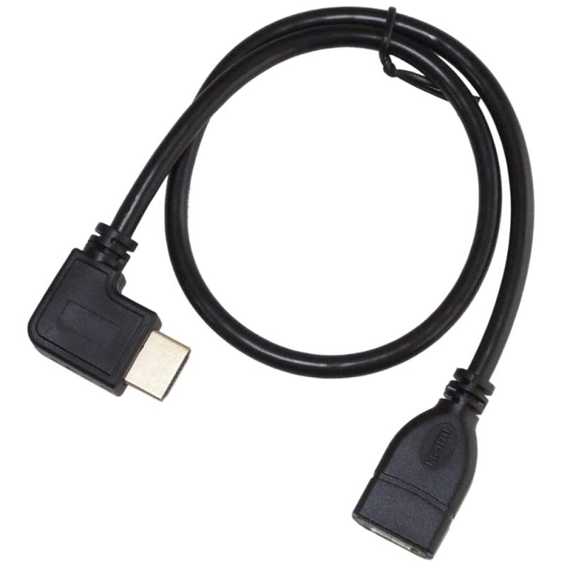 KAUMO HDMI 延長ケーブル (L字型 右向き 50cm) 延長 中継 横向き オス/メス