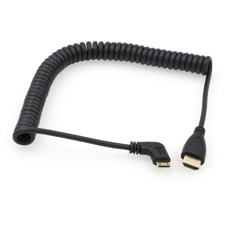 SZRMCC キヤノンソニーCX7 / SR7Eデジタル一眼レフカメラATOMOSモニター用の直角ミニHDMI-HDMI高速コイルケーブル