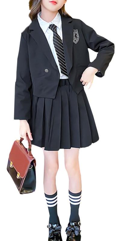 Rakuten - [DYIOPMFGZ] フォーマル スーツ シャツ プリーツスカート ジャケット 4点セット 子供服 ブラウス ガールズ セットアップ フォーマルスーツ 小学生 学園風 長袖 発表会 卒業式 キッズ 入学式 入