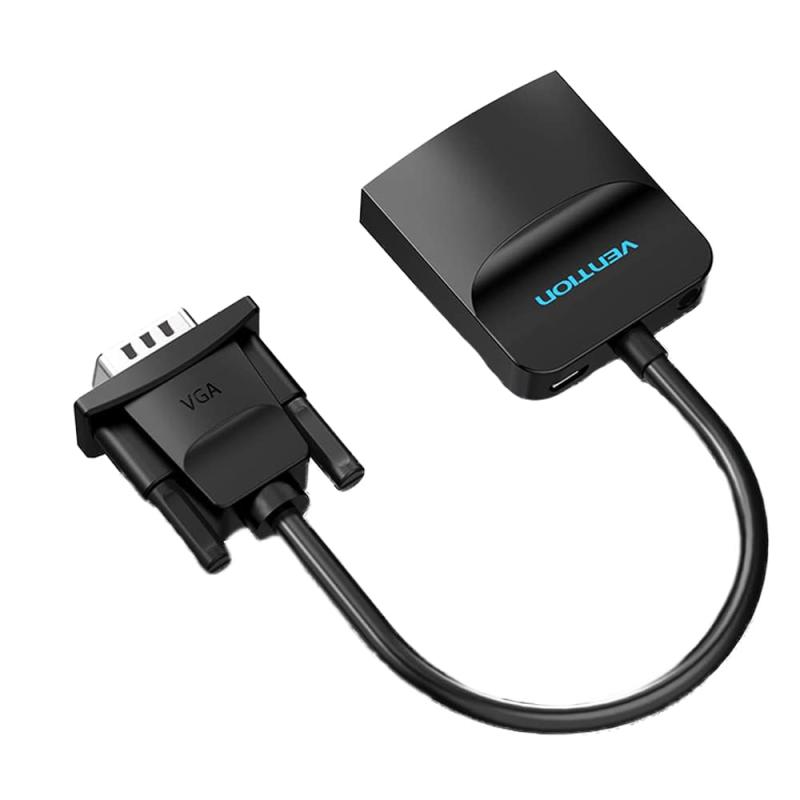 VENTION VGA to HDMI 変換ケーブル 0.15m USB給電 3.5mmイヤホンジャック付 一方向専用