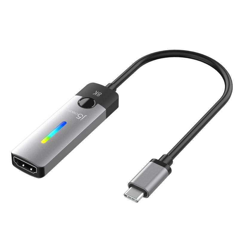 j5create USB-C to HDMI 2.1 8K アダプター｜8K@60Hz対応｜4K@144Hz HDRサポート｜Windows/MacBook/Chromebook対応｜ゲーミングRGBライト搭載｜ドライバー不要 (JCA157)