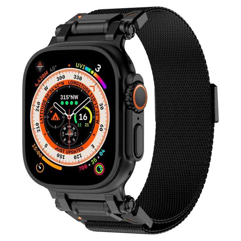 Rakuten - Puptoya コンパチブル アップルウォッチ バンド Ultra 49mm 46mm 45mm 44mm 対応 Apple Watch Ultra 2/Ultra Series 10/9/8/7/6/5/4/SE ステンレス メタル ベルト グネット式