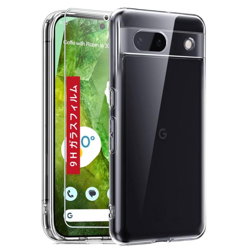 Google Pixel 9 ケース クリア ガラスフィルム付き グーグルピクセル9 薄型 耐黄変 ぐーくるぴくせる9 落下防止 耐衝撃 ワイヤレス充電対応
