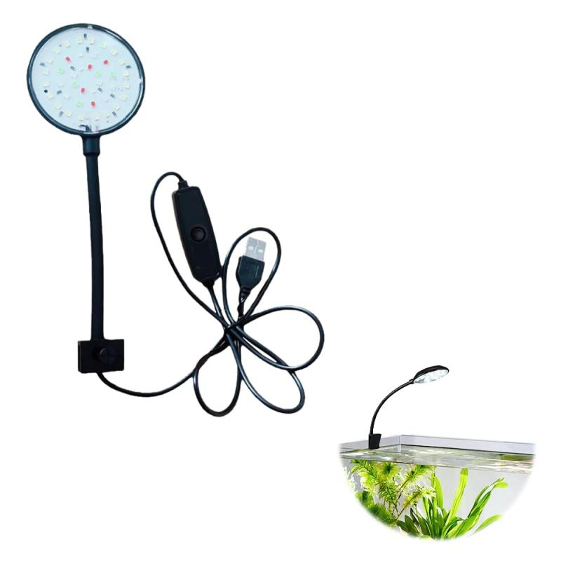 水槽ライト LED アクアリウム照明 USB給電式/クリップ式 3色モード 34個ランプ 10階段の光量 (7W) 360度調整 曲げ可能 タイマー機能 省エネ 小型軽量 水槽照明 ワイドクリップ 水草育成/観賞魚飼
