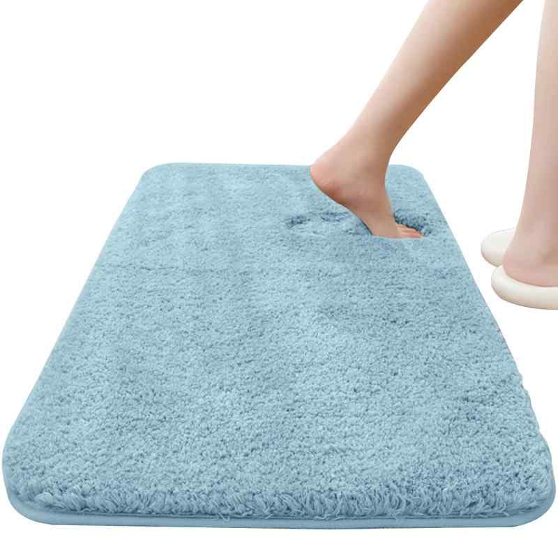 バスマット 速乾 吸水 お風呂マット 洗える 滑り止め 约50x80cm マイクロファイバー マット 足拭き 浴室 ソフトタッチ 丸洗い 洗濯 台所 脱衣場 キッチン 玄関やわらかマット (ブルー, 50*80cm)