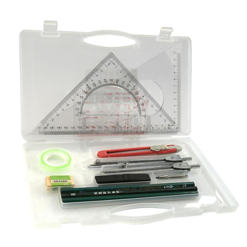 Rakuten - (pont du monde) 製図 製図セット コンパス 三角定規 製図台 海図 コンパスカッター 定規セット 透明ケース付