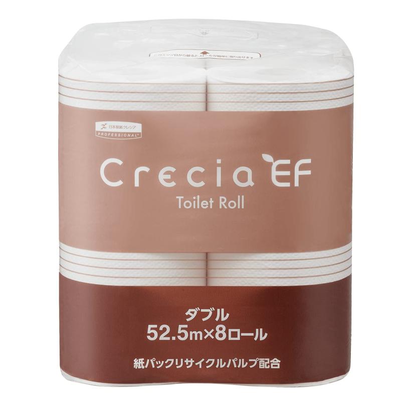 クレシア クレシアEFトイレットロール 52.5m ダブル 8ロール×8パック入 20841事業者向け商品です当社独自の製法でバージンパルプ同様の柔らかな肌ざわりを実現しながらも、環境に配慮した製品