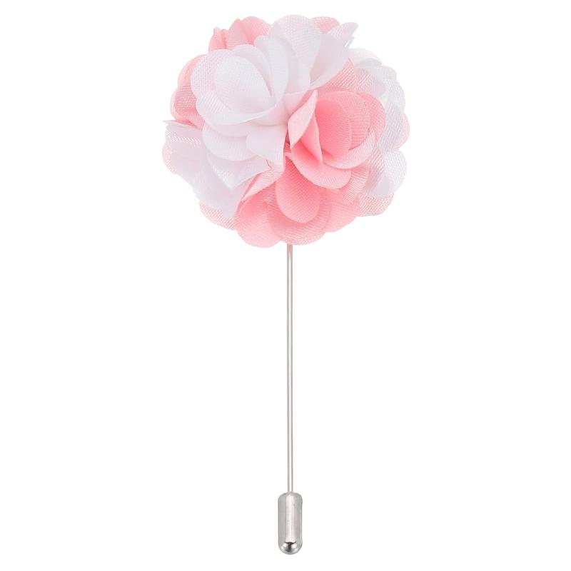 Rakuten - PATIKIL ブローチピン コサージュ ブートニアピン 1個 ラペ ルピン スーツ 花 結婚式 卒業式 記念日 ブローチ 卒業式 アクセサリー ピンク/ホワイト