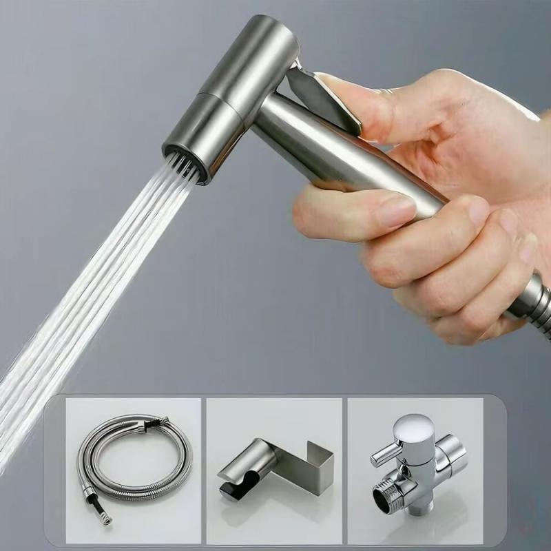 トイレ掃除用 ノズルセット シャワーヘッド 便器洗浄 高水圧 洗浄セット 分岐水栓付き ステンレス巻ホース 掃除 節水 水流調整 ハンドヘルドシャワー トイレ用 浴室用 屋外用 多機能 1.5m ciel-sora-10202258 ciel-sora サンプル画像2