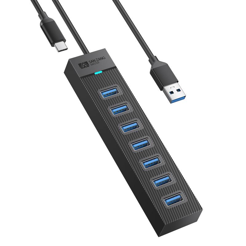 SAN ZANG MASTER 7ポートUSB3.0 ハブ 5Gbps高速転送 コンパクト USB Hub 3.0 ノートPC対応 USBポート増設