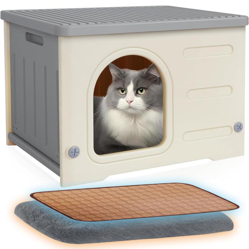 laiqianle 猫 ハウス ペットハウス 犬小屋 小型犬用 組み立て キャットハウス 屋外 室内 防水 防風 換気 四季通用 毛布付き 組立簡単 野良猫 避難所 猫 冬用ハウス 冷感マット付き