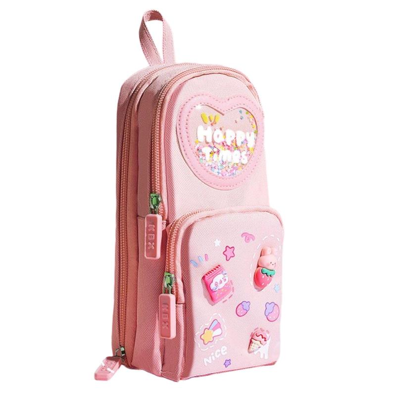 乐天商城 - [LISHIA] 筆箱 小学生 女の子 可愛い ペンケース 3層 大容量 中学生 高校生 ふでばこ おしゃれ 韓国風 仕分け収納 小物入れ プレゼントにも (ピンク)