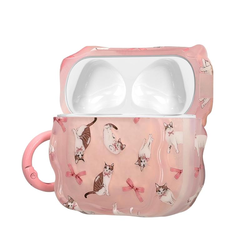 kwmobile 保護ケース Apple Airpods 4対応 ケース - かわいい イヤホンカバー 耐衝撃 カラビナ TPU - ..