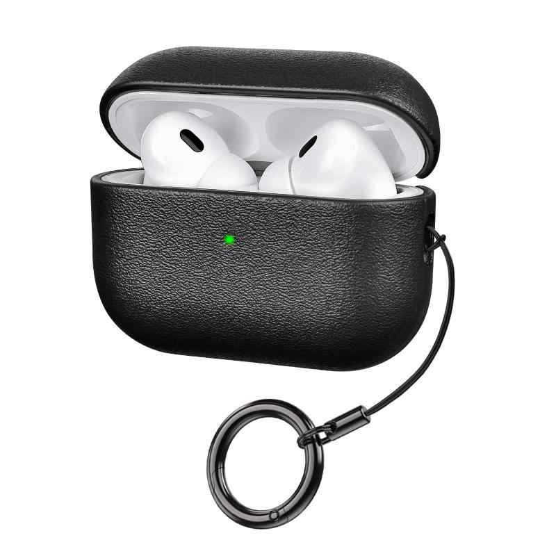 OwnestX AirPods 用ケース シボ処理 高級 ブラック カラビナ 付き 人気 擦り傷防止...