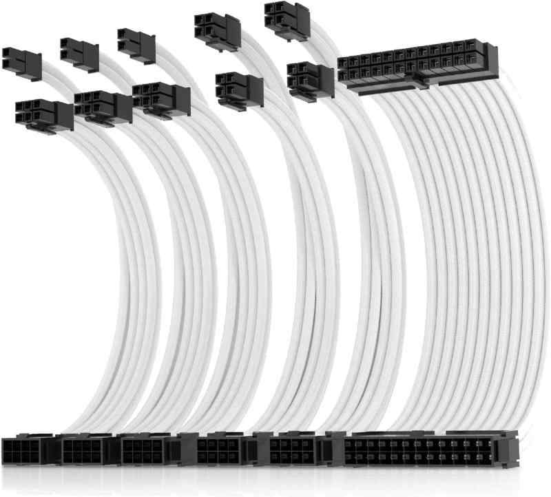 AsiaHorse PC電源延長スリーブケーブル 6本 & 30CM - angle 1