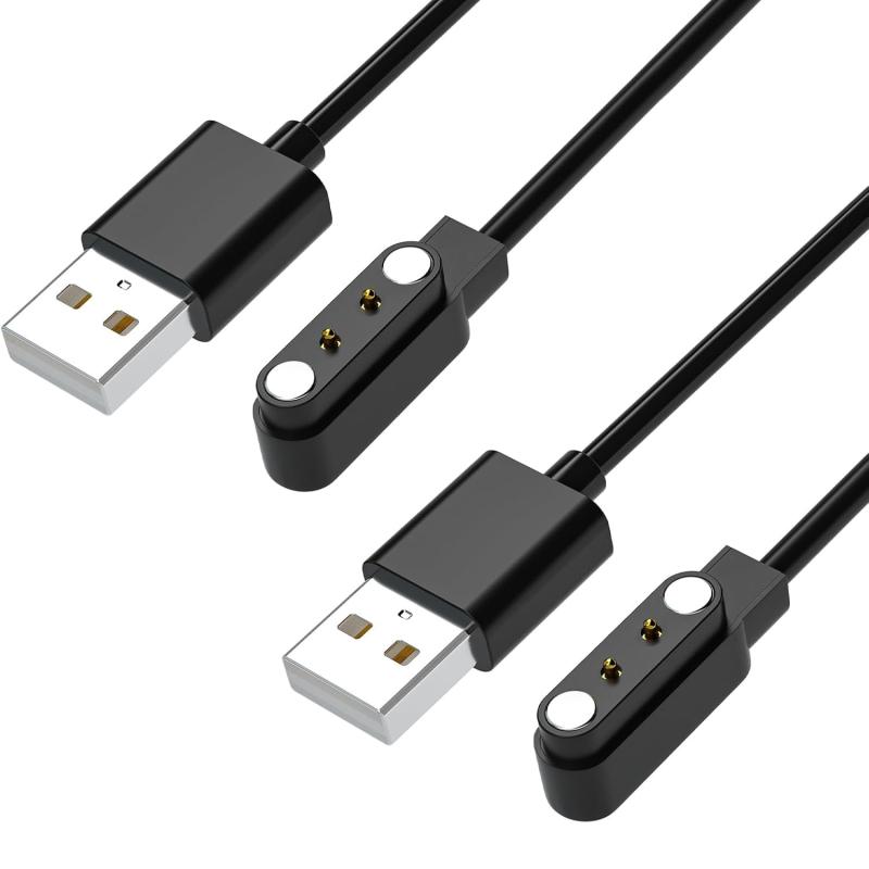 スマートウォッチ充電ケーブル 4種類の規格 0.6m 2ピンの距離は2.8mm/4.0mm 磁気吸着USB充電コード ID205L/ID216 Uwatch 3/Ufit YAMAY SW021/SW023 Willful SW025/IP68 など幅広